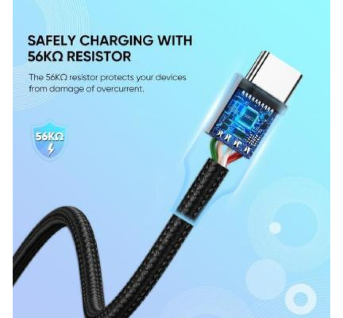 Ugreen Дата кабель USB 2.0 AM to Type-C 1.0m US288 Aluminum Braid Black Ugreen (60126)