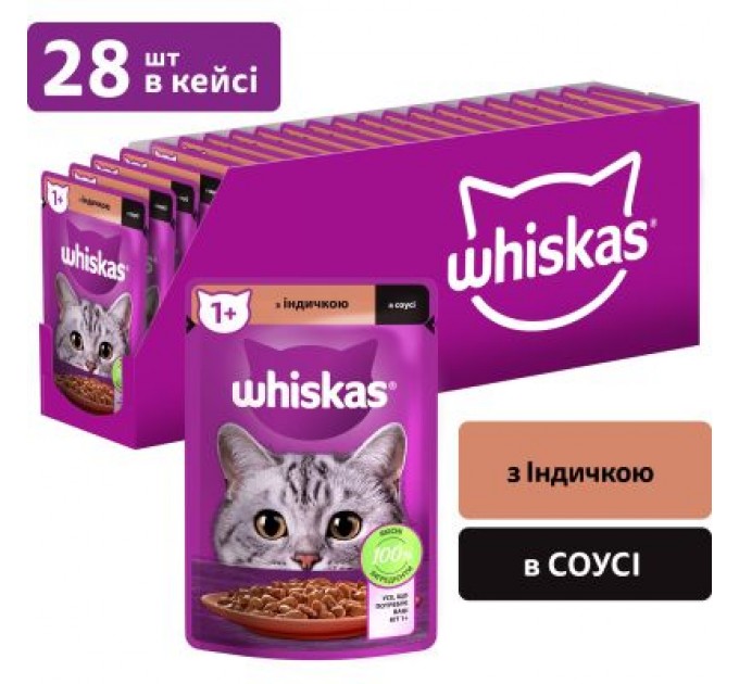 Whiskas Вологий корм для кішок Whiskas Індичка в соусі 85 г (5900951302077)
