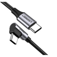 Дата кабель USB-C to USB-C 1.0m US255 Angled 3A (Gray\Black) Ugreen (50123)