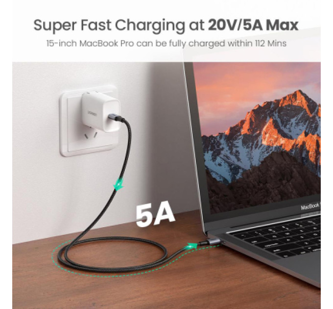 Ugreen Дата кабель USB-C to USB-C 1.5m 100W US316 Space Gray Ugreen (70428)