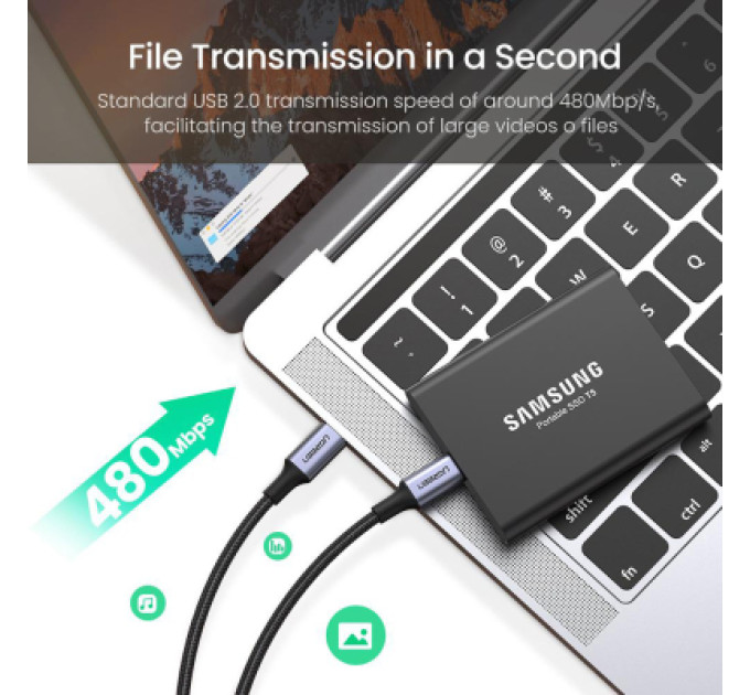 Ugreen Дата кабель USB-C to USB-C 1.5m 100W US316 Space Gray Ugreen (70428)