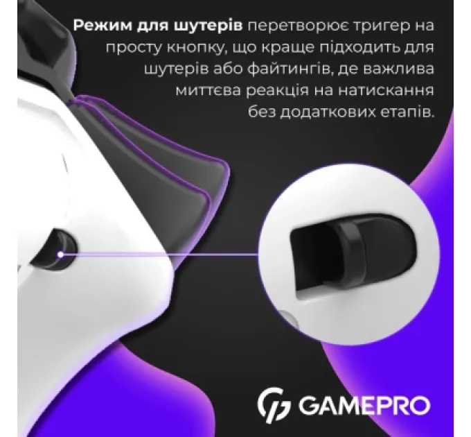 GamePro Геймпад GamePro GPS13W BT 5.3/USB/PC/iOS/Android/PS3/PS4 RGB White (GPS13W)