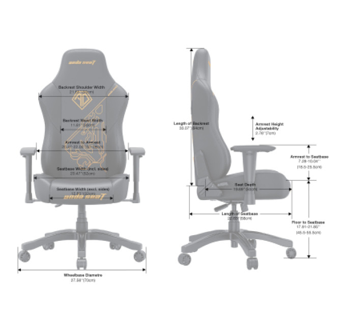 Anda Seat Крісло ігрове Anda Seat Phantom 3 Fabric Size L Dark Grey (AD18Y-06-GB-F)