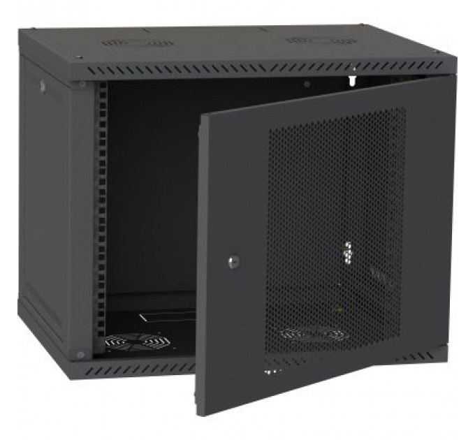 Шафа настінна Ipcom 9U, 600*450, перфорація, RAL9005 (СН-9U-060х045-ДП-7035)