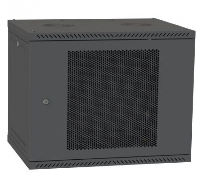 Шафа настінна Ipcom 9U, 600*450, перфорація, RAL9005 (СН-9U-060х045-ДП-7035)