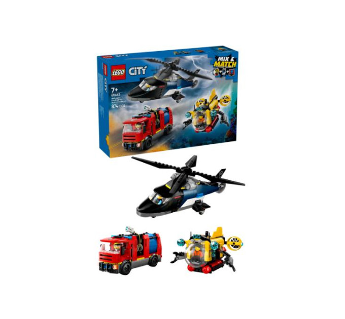 LEGO Конструктор LEGO City Ремікс вертольотів, пожежних машин і підводних човнів (60462)