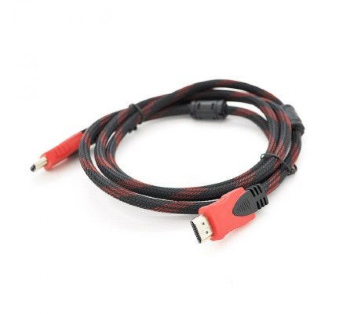 Кабель мультимедійний HDMI to HDMI 1.5m v1.4, OD-7.4mm Black/RED Merlion (YT-HDMI(M)/(M)NY/RD-1.5m)