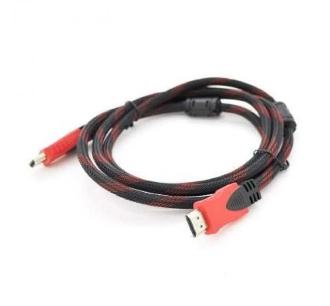 Кабель мультимедійний HDMI to HDMI 10.0m v1.4, OD-7.4mm Black/RED Merlion (YT-HDMI(M)/(M)NY/RD-10m)