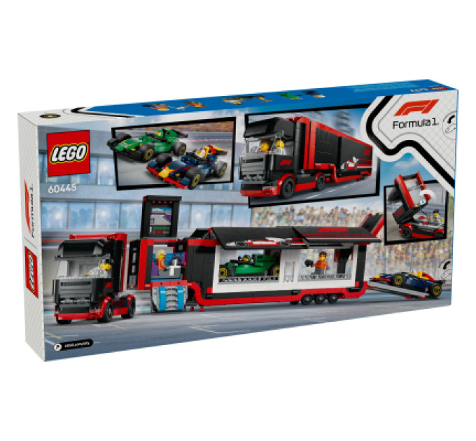 LEGO Конструктор LEGO City Вантажівка F1 з автомобілями RB20 та AMR24 (60445)