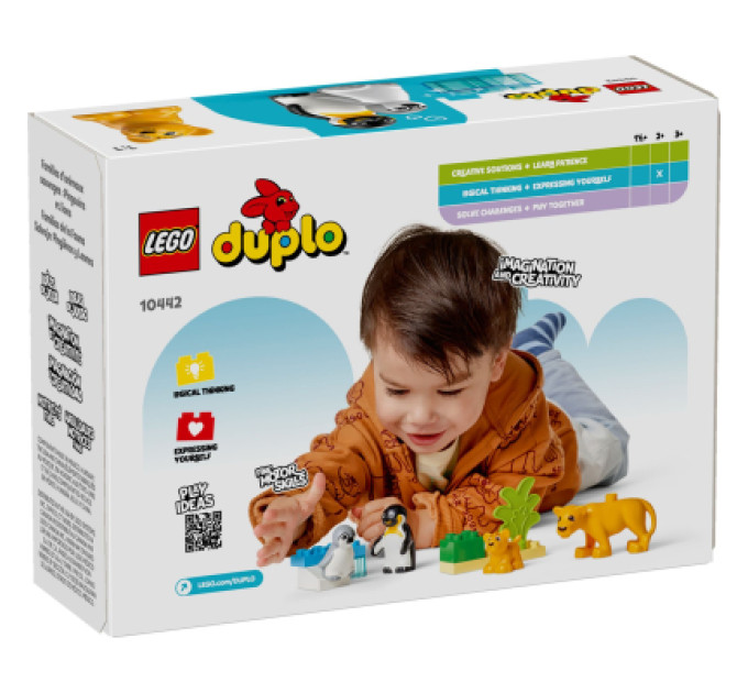 LEGO Конструктор LEGO DUPLO Town Сімейства диких тварин: Пінгвіни та Леви (10442)