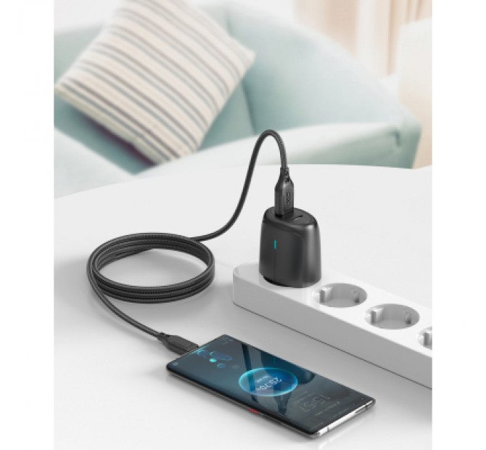 XO Дата кабель USB 2.0 AM to USB-C 1.0m braided black XO (NB235_C_Black)