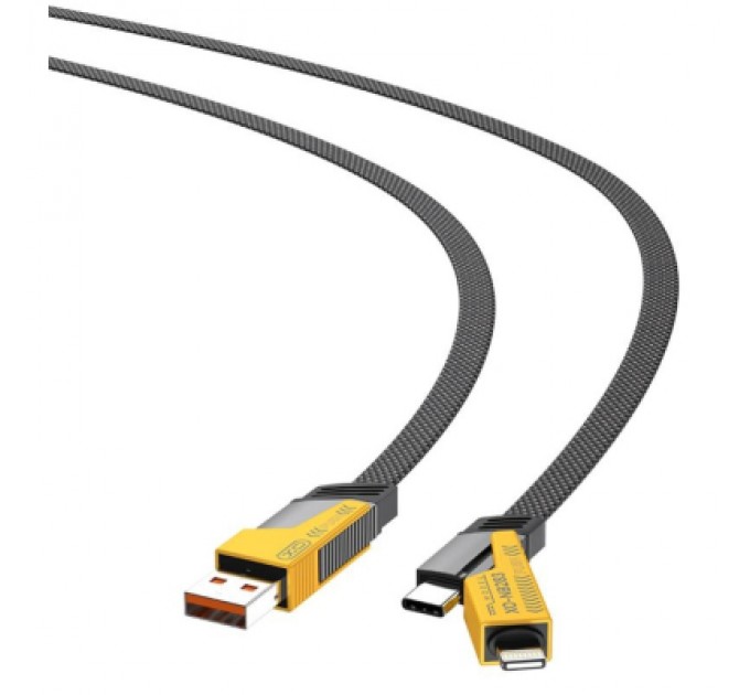 XO Дата кабель USB 2.0 AM to USB-C + USB 2.0 AM to Lightning 1.0m 60W black XO (NB283_4-in-1_Black)