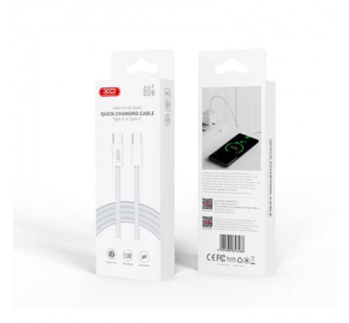 XO Дата кабель USB-C to USB-C 1.5m 60W white XO (NBQ260B_С_White)