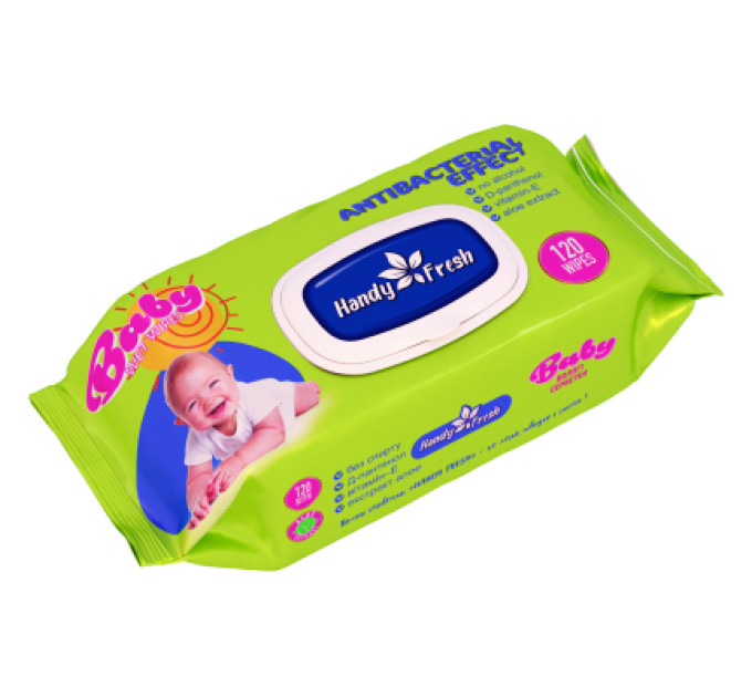 Handy Fresh Дитячі вологі серветки Handy Fresh Антибактеріальні, з клапаном 100+20 шт (4820237500090)