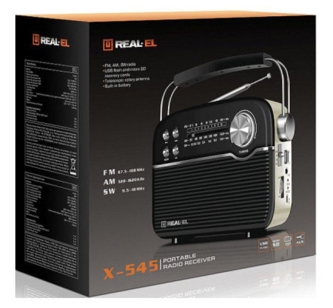 REAL-EL Портативний радіоприймач REAL-EL X-545 Black