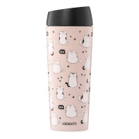 Термокружка Ardesto Coffee Time Cats 450мл, нержавіюча сталь, коричневий (AR2645FC)