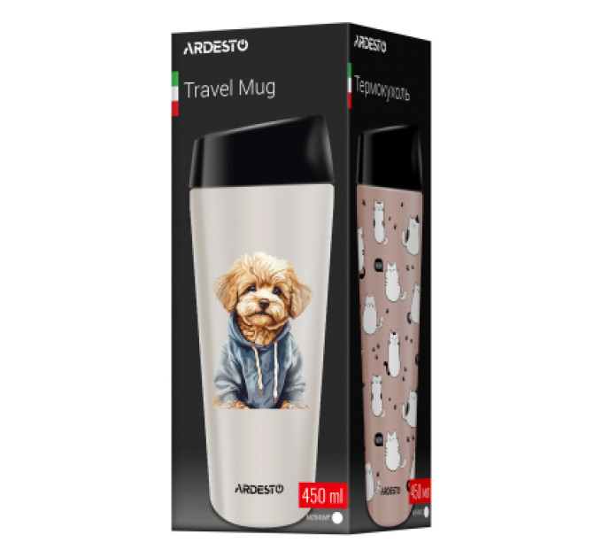 Ardesto Термокружка Ardesto Coffee Time Maltipoo 450мл, нержавіюча сталь, бежевий (AR2645MP)