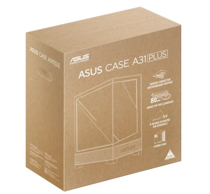 ASUS Корпус Asus A31 Plus White Tempered Glass без БЖ (90DC00R3-B19000)