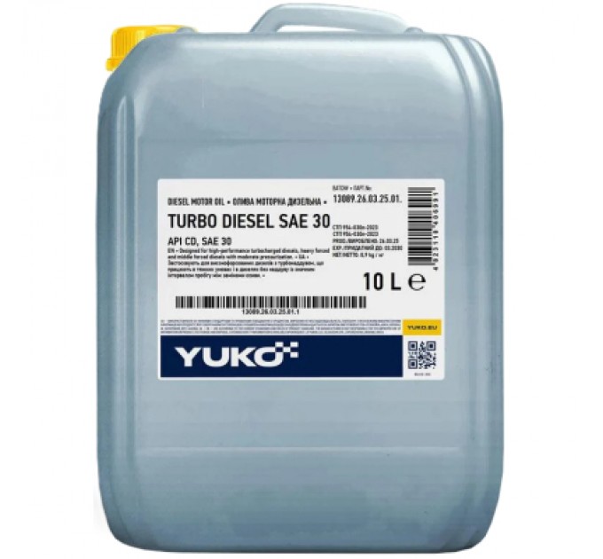 Yuko Моторна олива Yuko TURBO DIESEL SAE 30 (API CD) 9кг (4823110406991)
