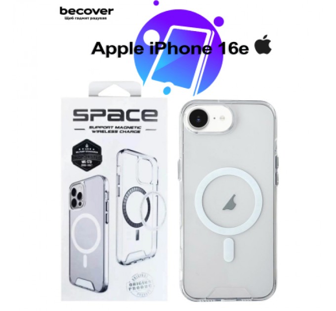 BeCover Чохол до мобільного телефона BeCover Space Case MagSafe Apple iPhone 16e Transparent (713884)