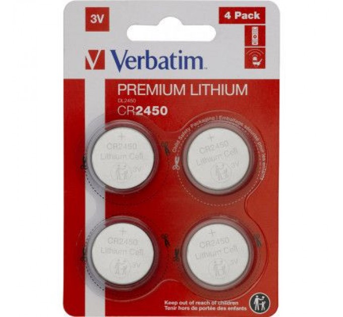 Verbatim Батарейка Verbatim CR 2450 Lithium 3V * 4 (49535)