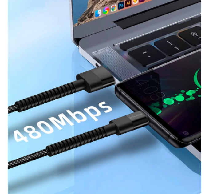 ColorWay Дата кабель USB 2.0 AM to Type-C 1.0m 2.4А black ColorWay (CW-CBUC063-BK)