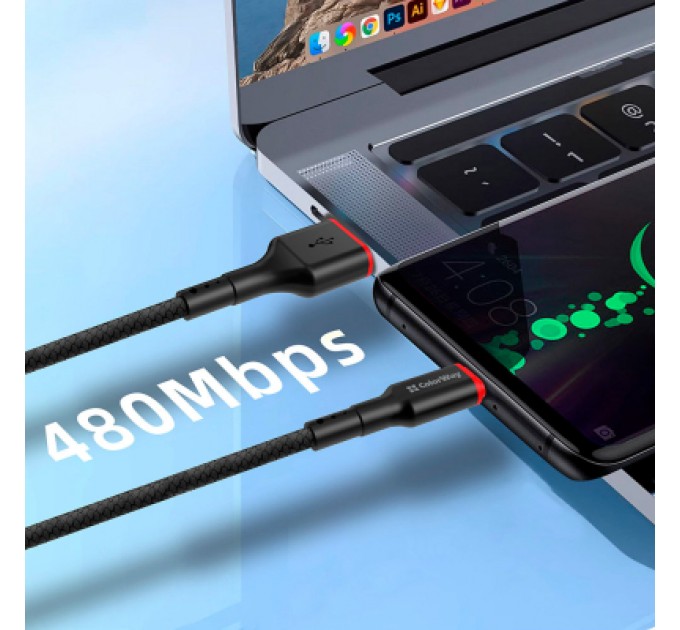 ColorWay Дата кабель USB-C to USB-C 1.0m 2.4А black ColorWay (CW-CBUC064-BK)