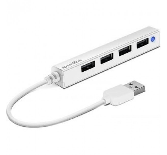Концентратор Speedlink SNAPPY SLIM USB Hub, 4-Port, USB 2.0, Passive, White (SL-140000-WE)