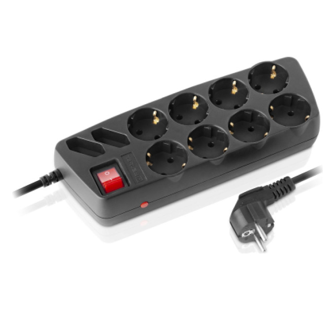 REAL-EL Мережевий фільтр живлення REAL-EL REAL-EL RS-10 Protect, 1.8m, black (EL122300038)