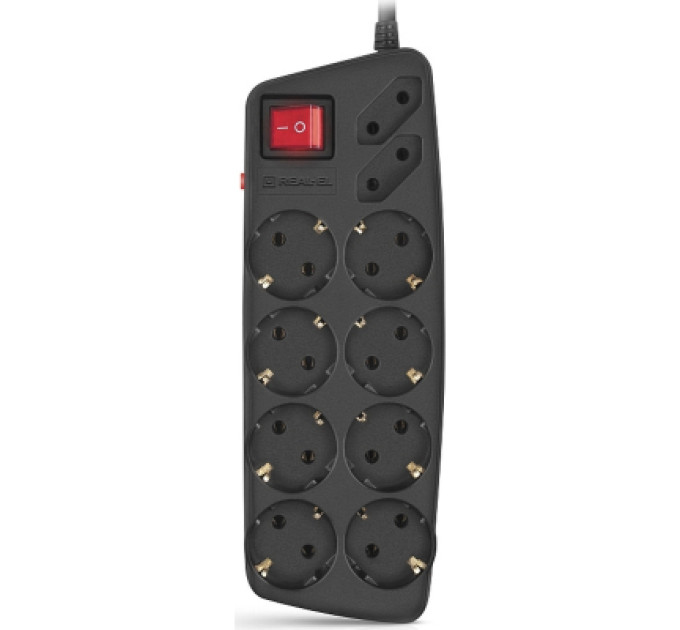 REAL-EL Мережевий фільтр живлення REAL-EL REAL-EL RS-10 Protect, 3m, black (EL122300039)