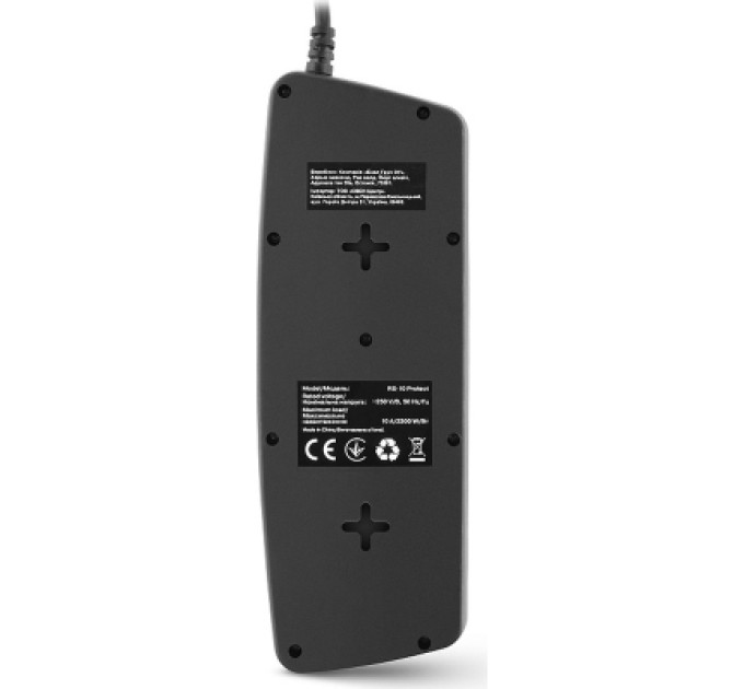 REAL-EL Мережевий фільтр живлення REAL-EL REAL-EL RS-10 Protect, 3m, black (EL122300039)