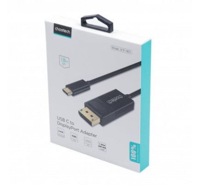 Кабель мультимедійний USB-C to DisplayPort 1.8m 4K 60Hz Choetech (XCP-1801BK)