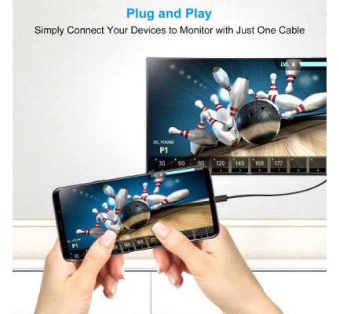 Кабель мультимедійний USB-C to DisplayPort 1.8m 4K 60Hz Choetech (XCP-1801BK)