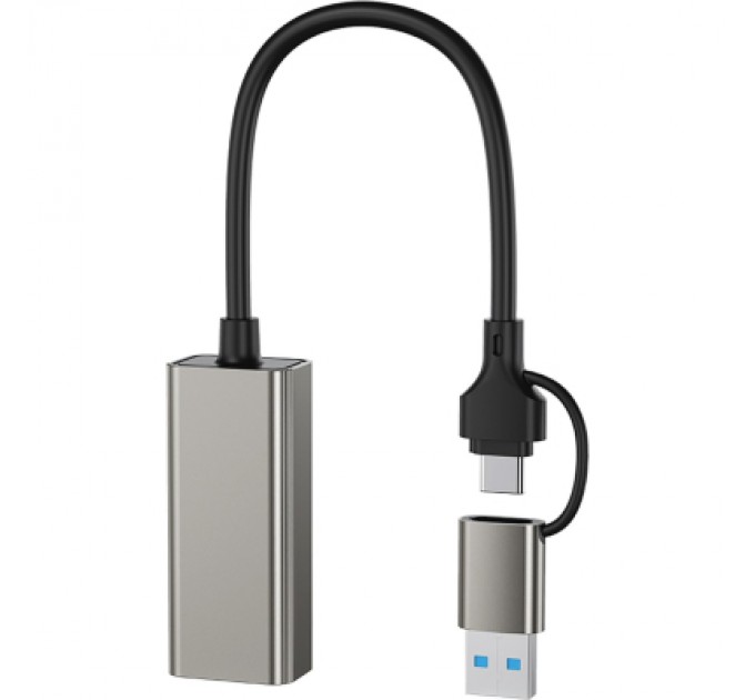 XO Адаптер USB-C + USB A to RJ45 Ethernet XO (HUB018.black)
