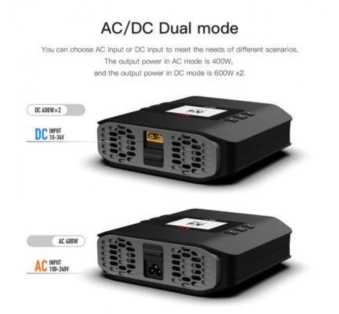 iSDT Зарядний пристрій для дрона iSDT K4 AC 400W DC 600Wx2 (HP0015.K4)