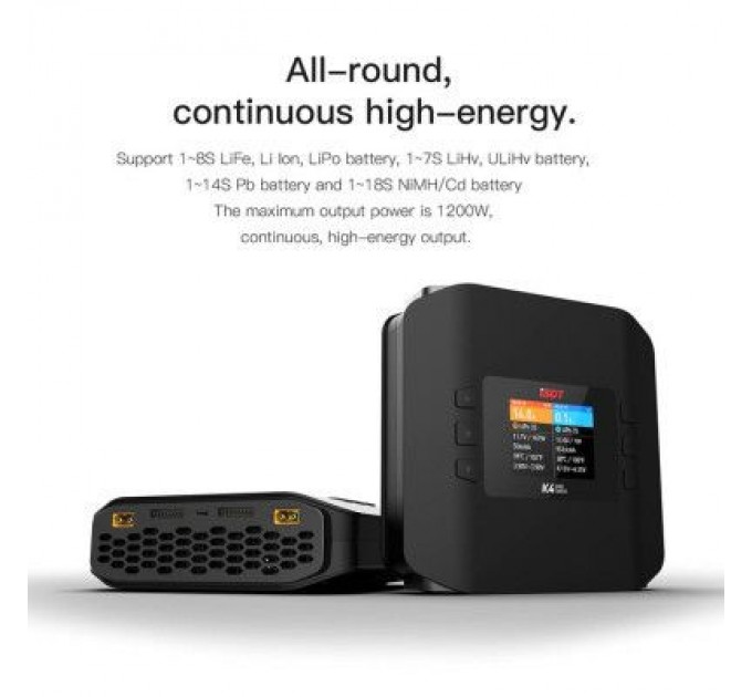 iSDT Зарядний пристрій для дрона iSDT K4 AC 400W DC 600Wx2 (HP0015.K4)