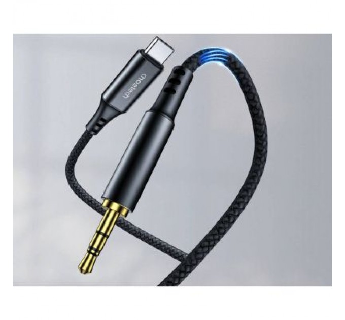 Кабель мультимедійний AUX USB-C to TRS Audio 3.5mm M/M DAC Chip 96kHz 1.0m black Choetech (AUX006)
