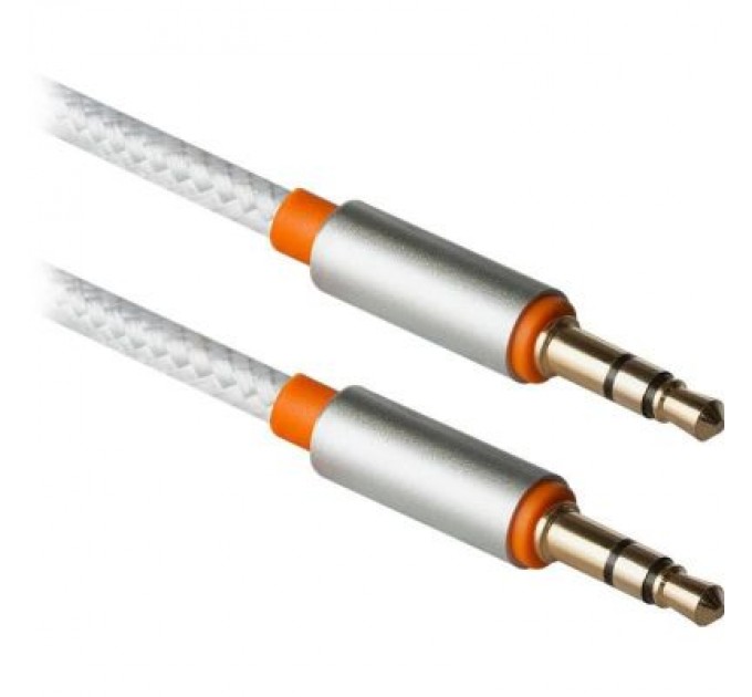 Кабель мультимедійний AUX Audio 3.5mm M/M 1.2m JACK01-03 white Defender (87513)