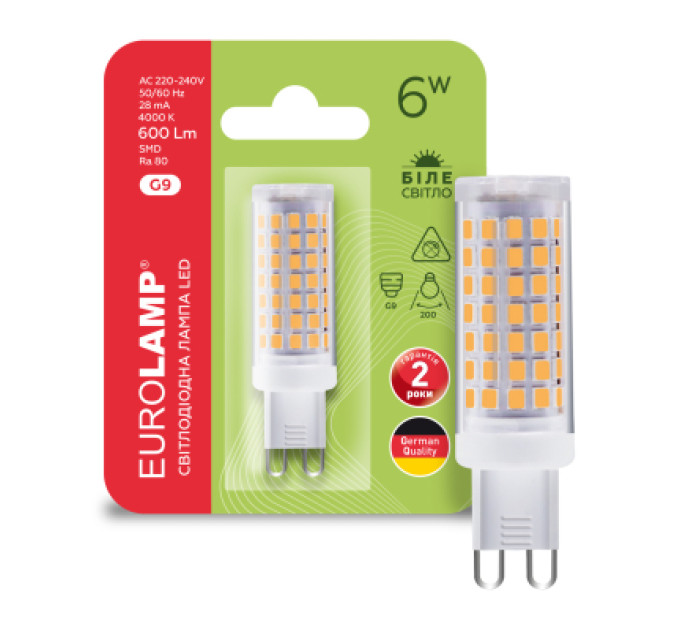 Eurolamp Лампочка Eurolamp LED G9 6W 600Lm 4000K (LED-G9-0640(220))