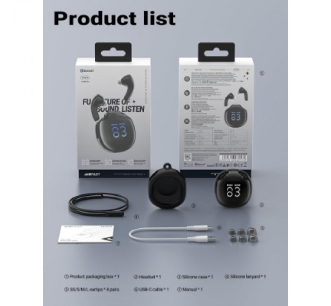 Acefast Навушники Acefast T9 Obsidian Black (6974316282570)