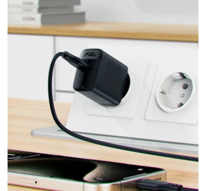 Acefast Зарядний пристрій Acefast USB-C 20W + Type-C cable A82 Fast Charger Black (6974316280057)