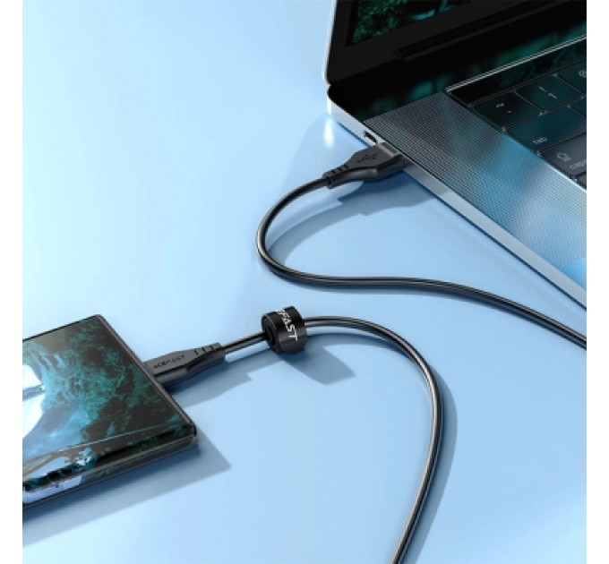 Acefast Дата кабель USB 2.0 AM to Micro 5P 1.2m 2.4A TPE C3-09 black Acefast (6974316280880)