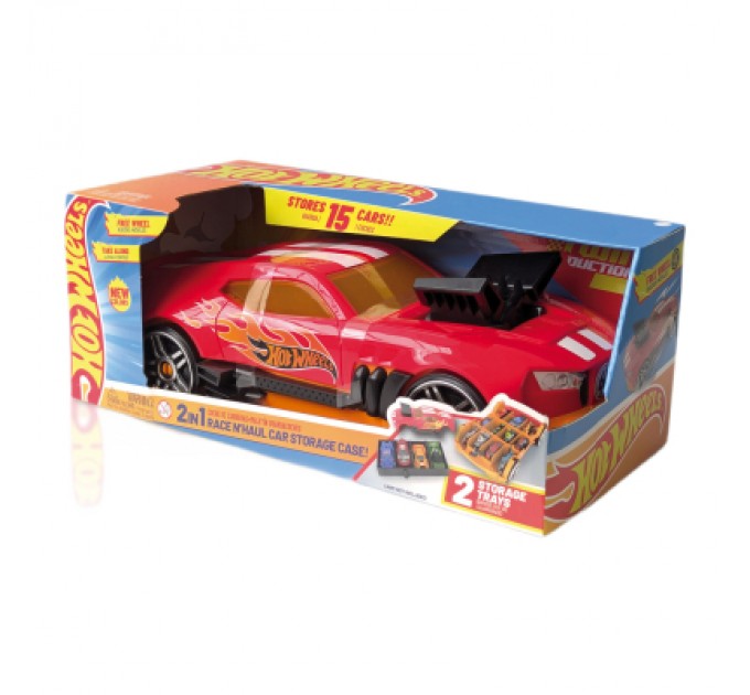 Hot Wheels Ігровий набір Hot Wheels Гоночний автомобіль-гараж Червоний 2 в 1 (HWCC15R)