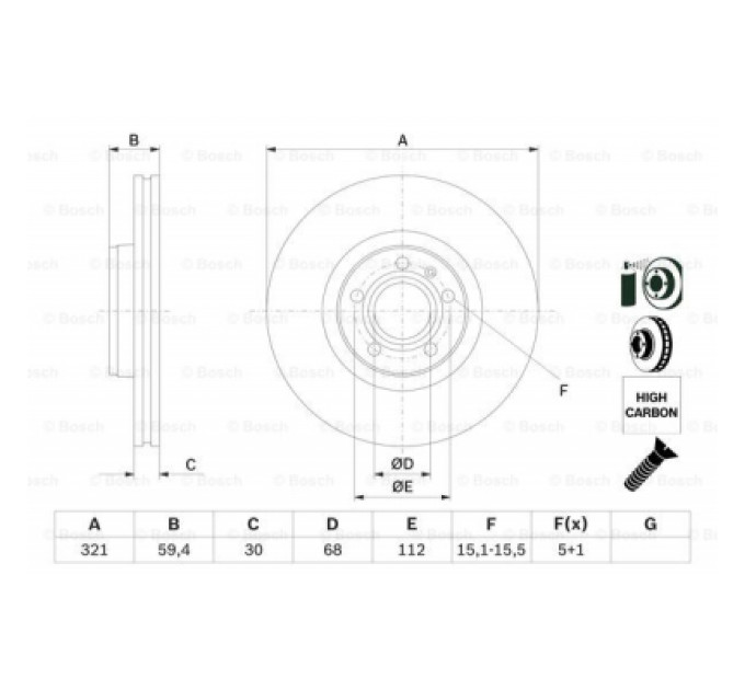 Bosch Гальмівний диск Bosch 0 986 479 300