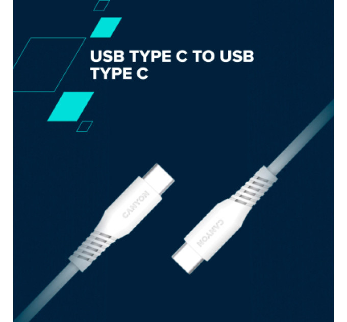 Canyon Дата кабель USB-C to USB-C 2.0m CC100SC 100W 2m White Canyon (CNS-CC100SC20W)