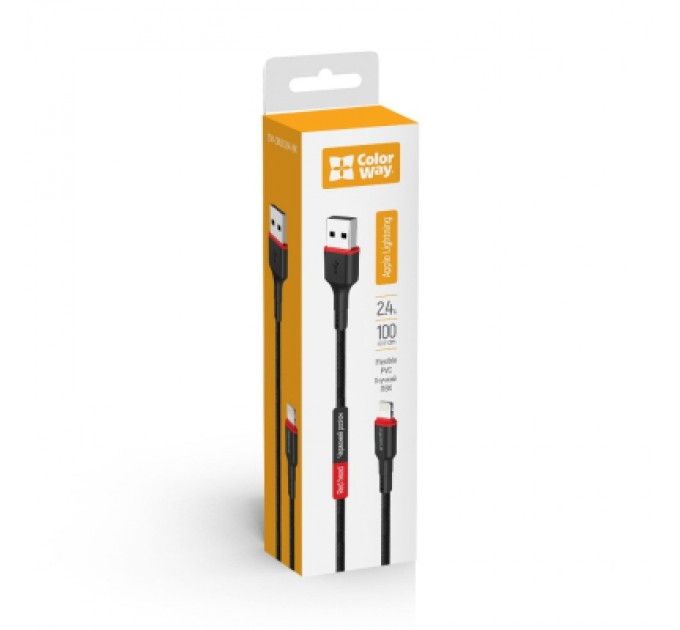 ColorWay Дата кабель USB-C to Lightning 1.0m 2.4А black ColorWay (CW-CBUL064-BK)