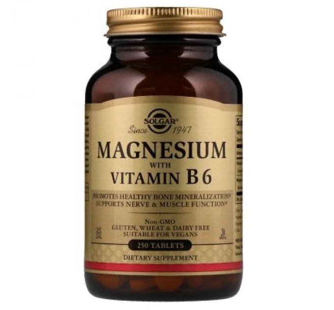 Solgar Мінерали Solgar Магній и Вітамін В6, 250 таблеток (SOL-01721)