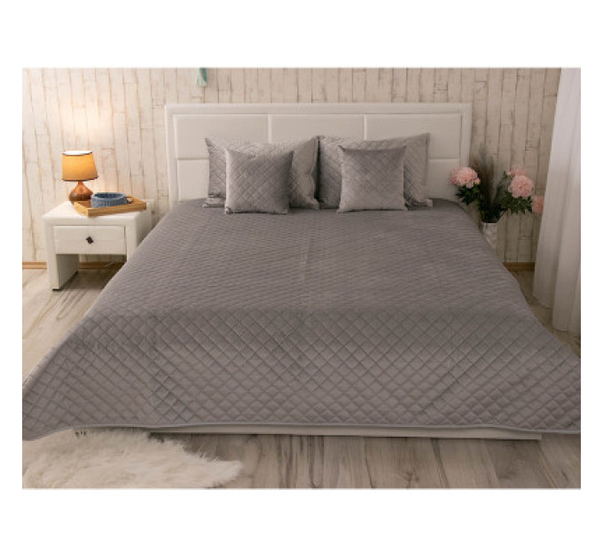 Руно Покривало Руно двостороннє декоративне Velour Grey ромб 150х220 см (360.55_Grey ромб)
