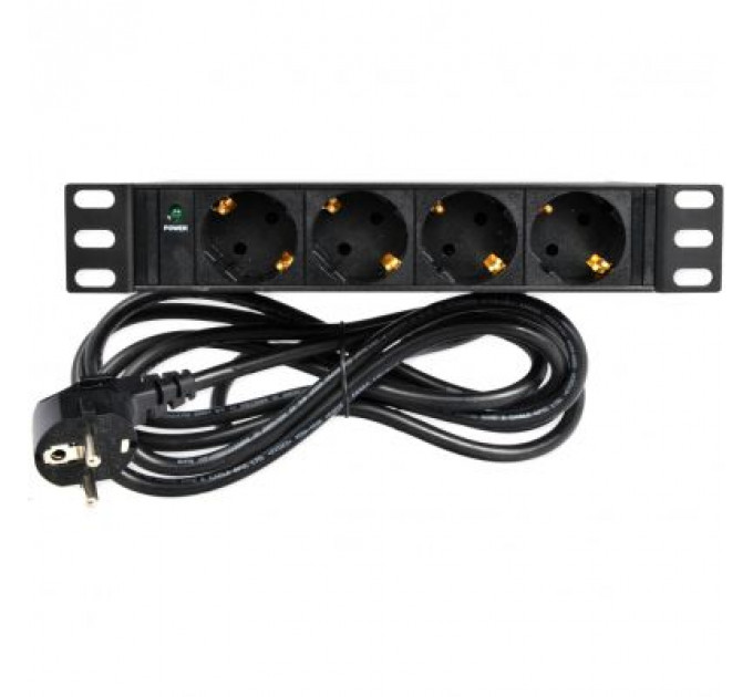 Силовий блок 10" 1U, 230V 4*schuko, 16A, 1.8м Kingda (KD-GER(16)N1004WPSBFE)