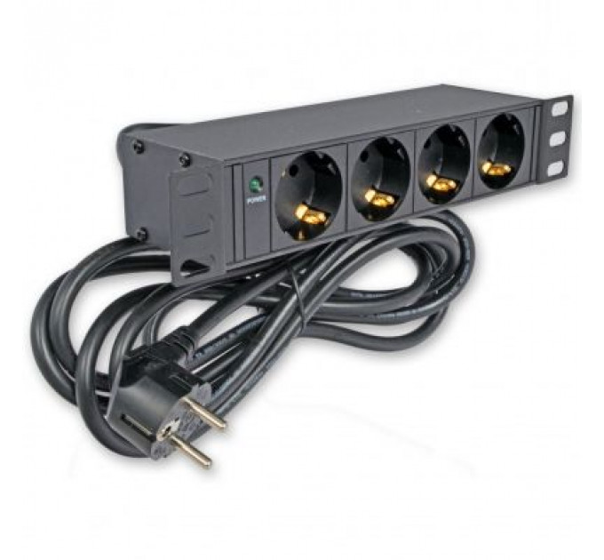 Силовий блок 10" 1U, 230V 4*schuko, 16A, 1.8м Kingda (KD-GER(16)N1004WPSBFE)